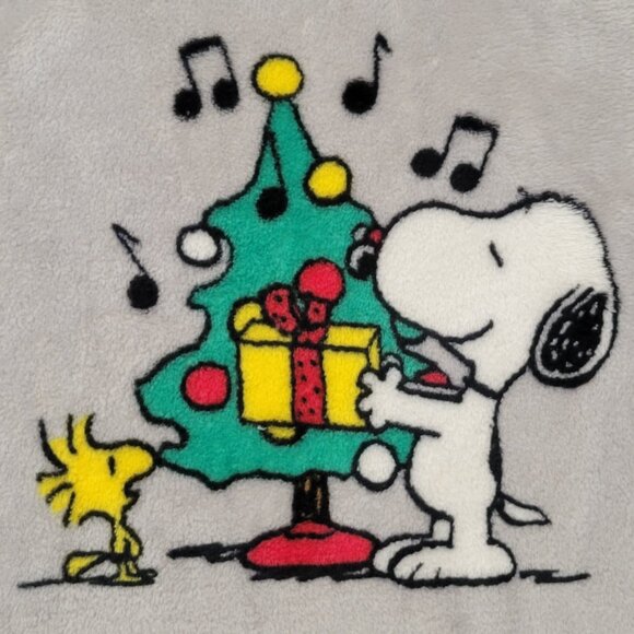 Peanuts Snoopy Woodstock Holiday Christmas Plush Velour Sweatshirt Sz M - Picture 3 of 9